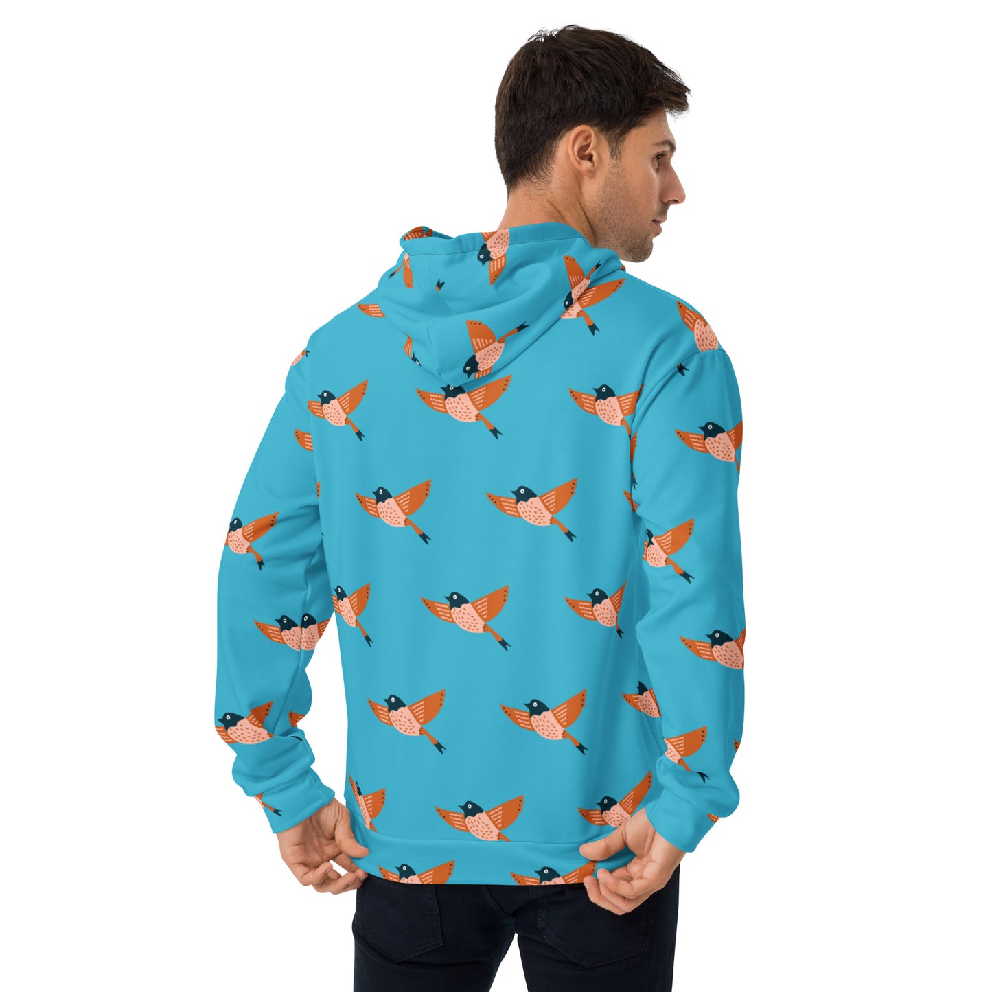 Sky Blue Bird Pattern Unisex Hoodie