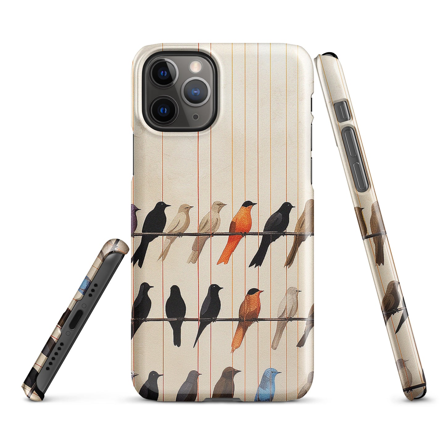 Birds On The Wire Colorful Bird Design Snap case for iPhone®