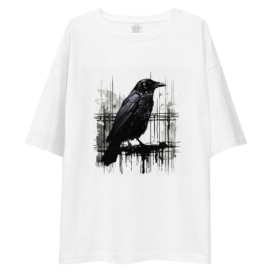 Black Bird Ink Drawing Unisex oversized t-shirt