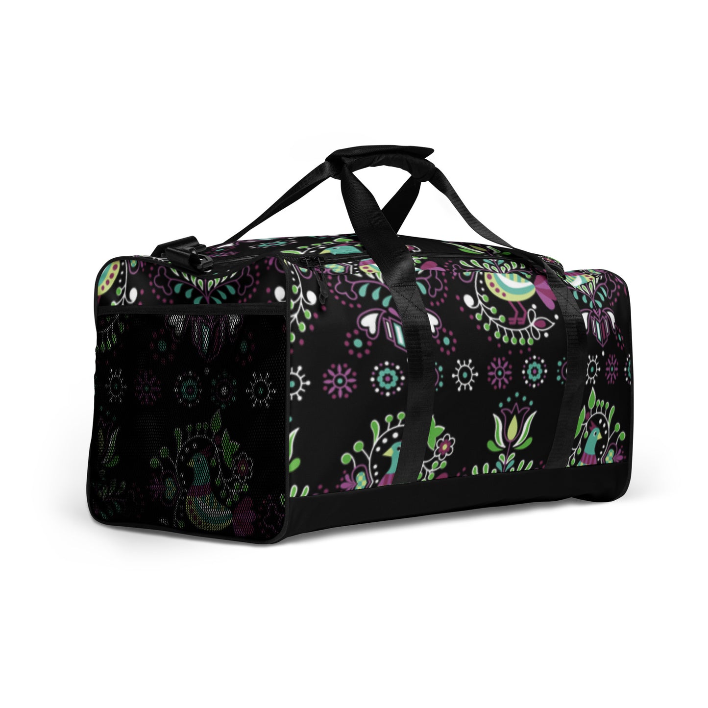 Birds Floral Print Duffle Bag