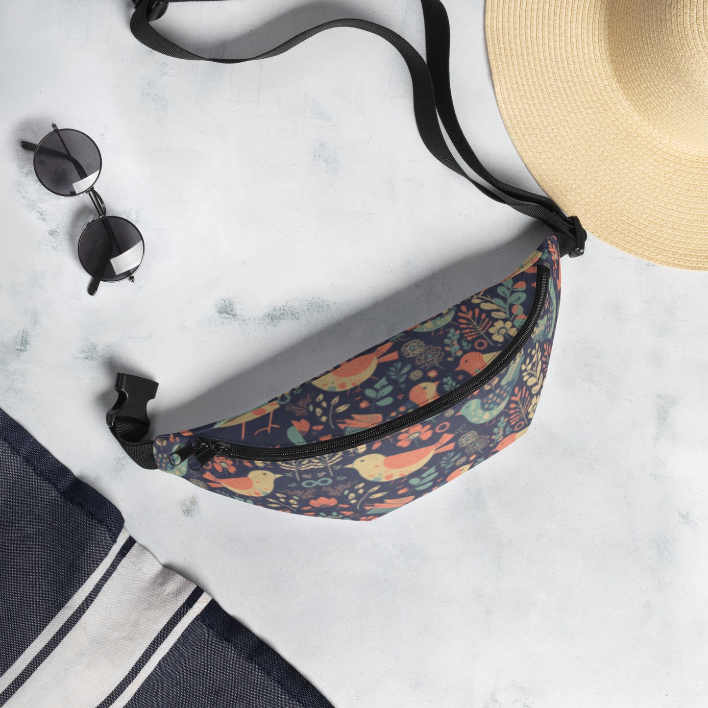 Colorful Birds And Floral Design Fanny Pack