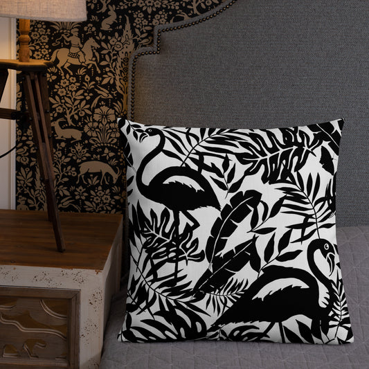 Black & White Flamingo Pillow