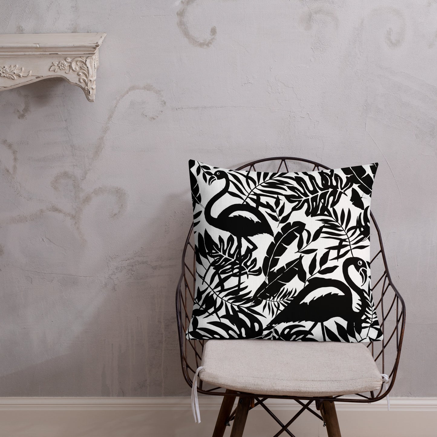 Black & White Flamingo Pillow