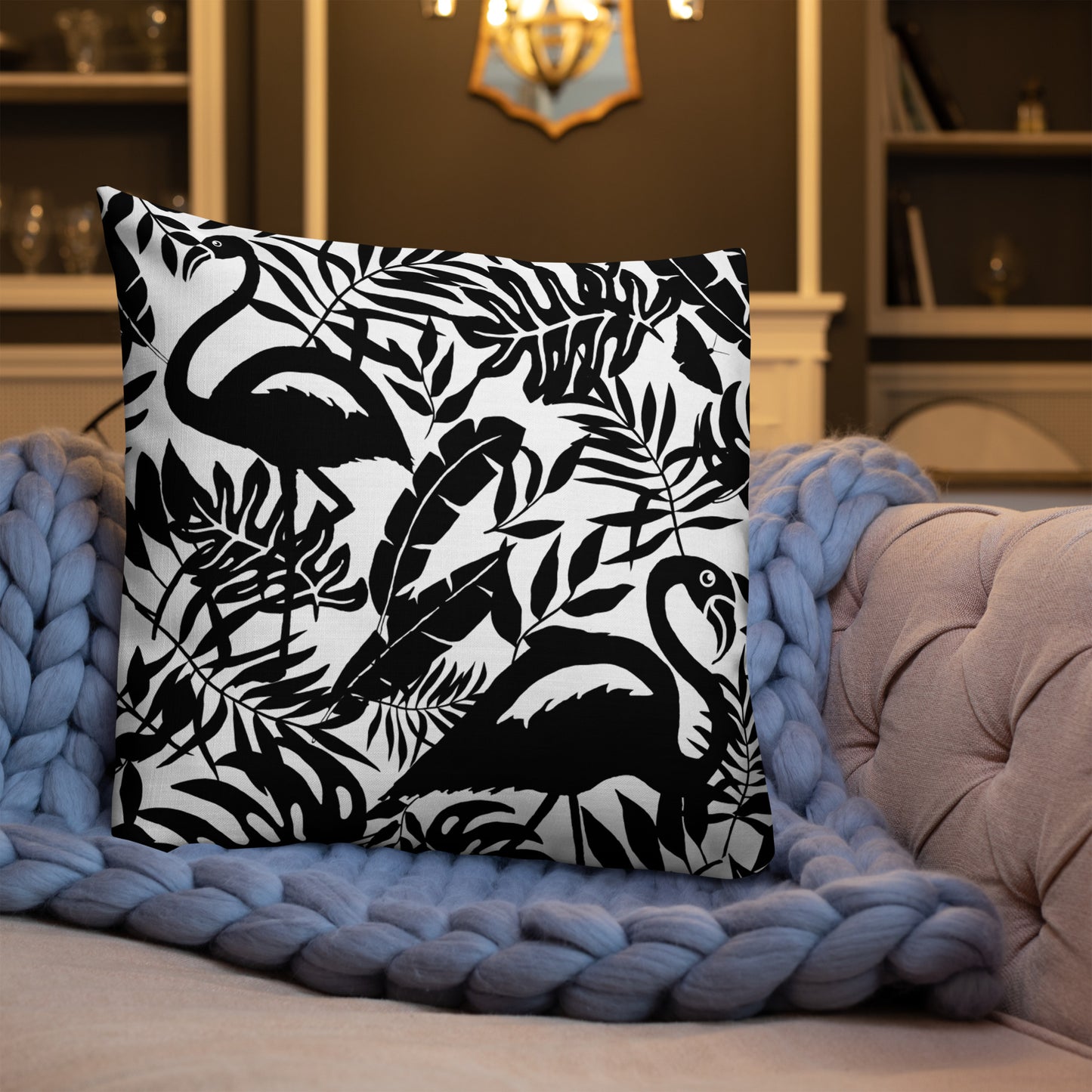 Black & White Flamingo Pillow