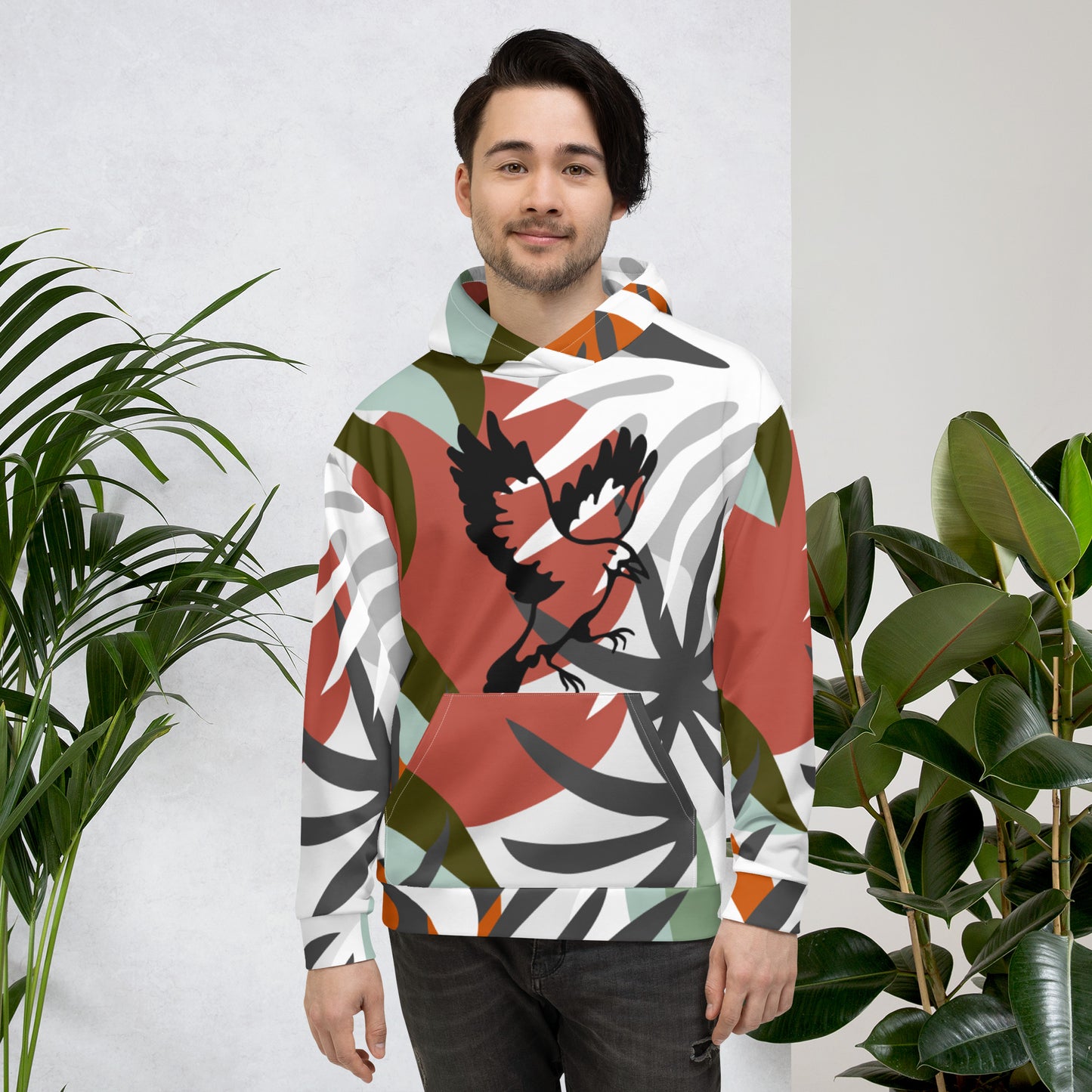 Floral Graphic Bird Unisex Hoodie