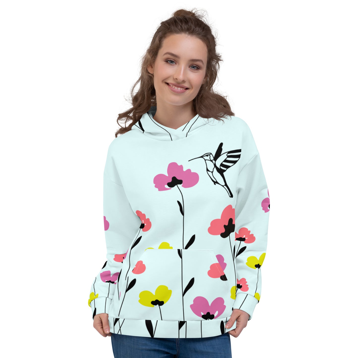 Hummingbird floral print Unisex Hoodie