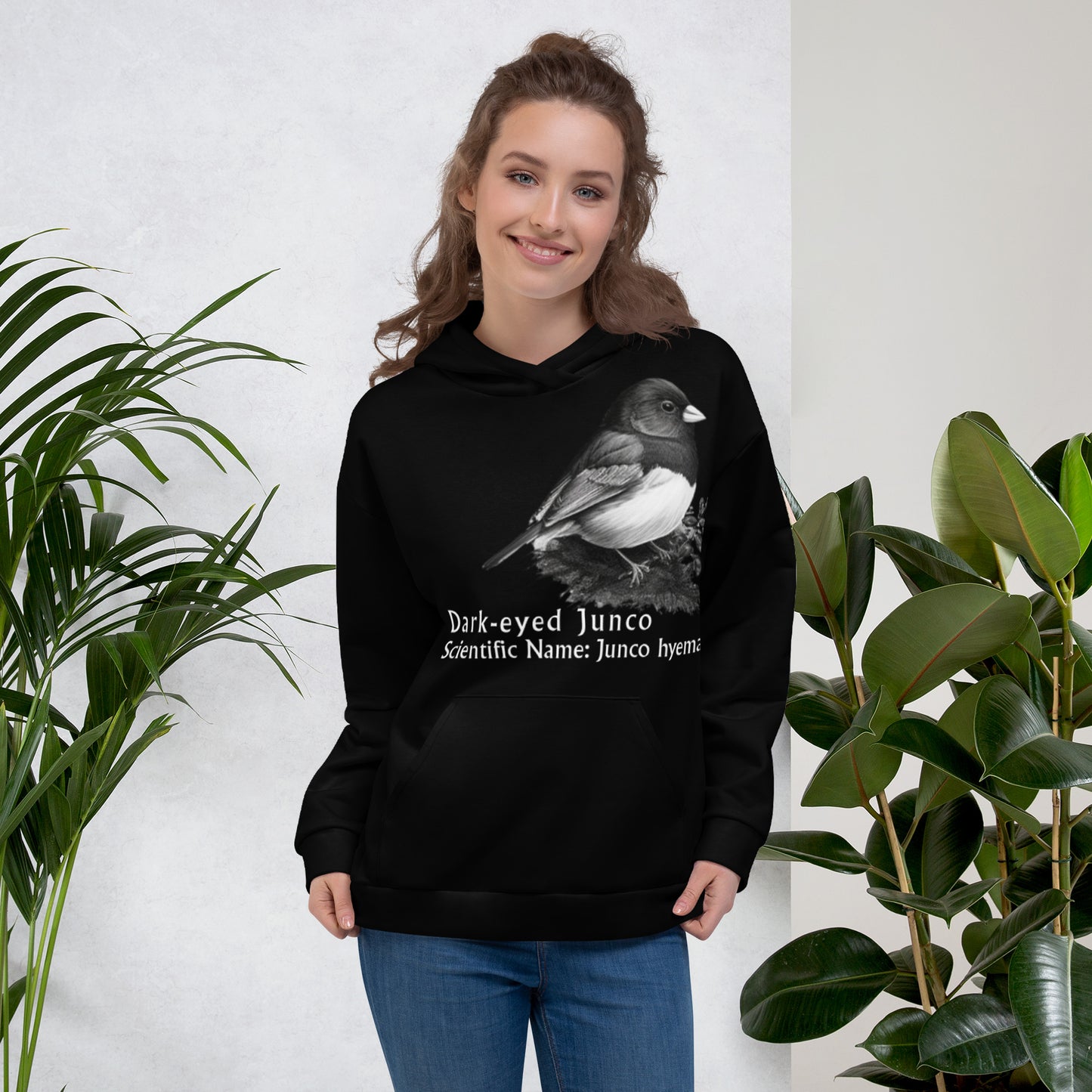 Dark-eyed Junco Bird Graphic Print Unisex Hoodie