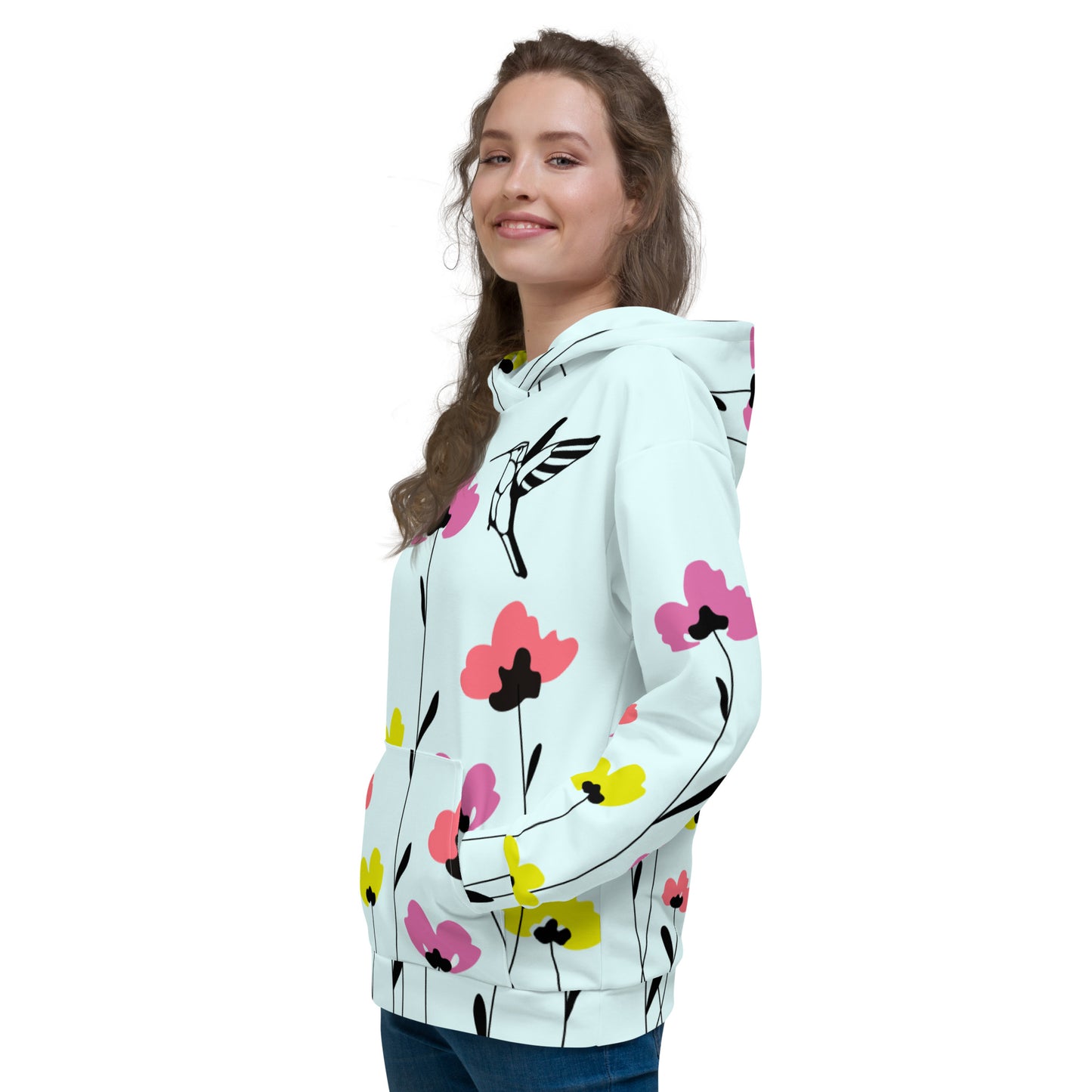 Hummingbird floral print Unisex Hoodie