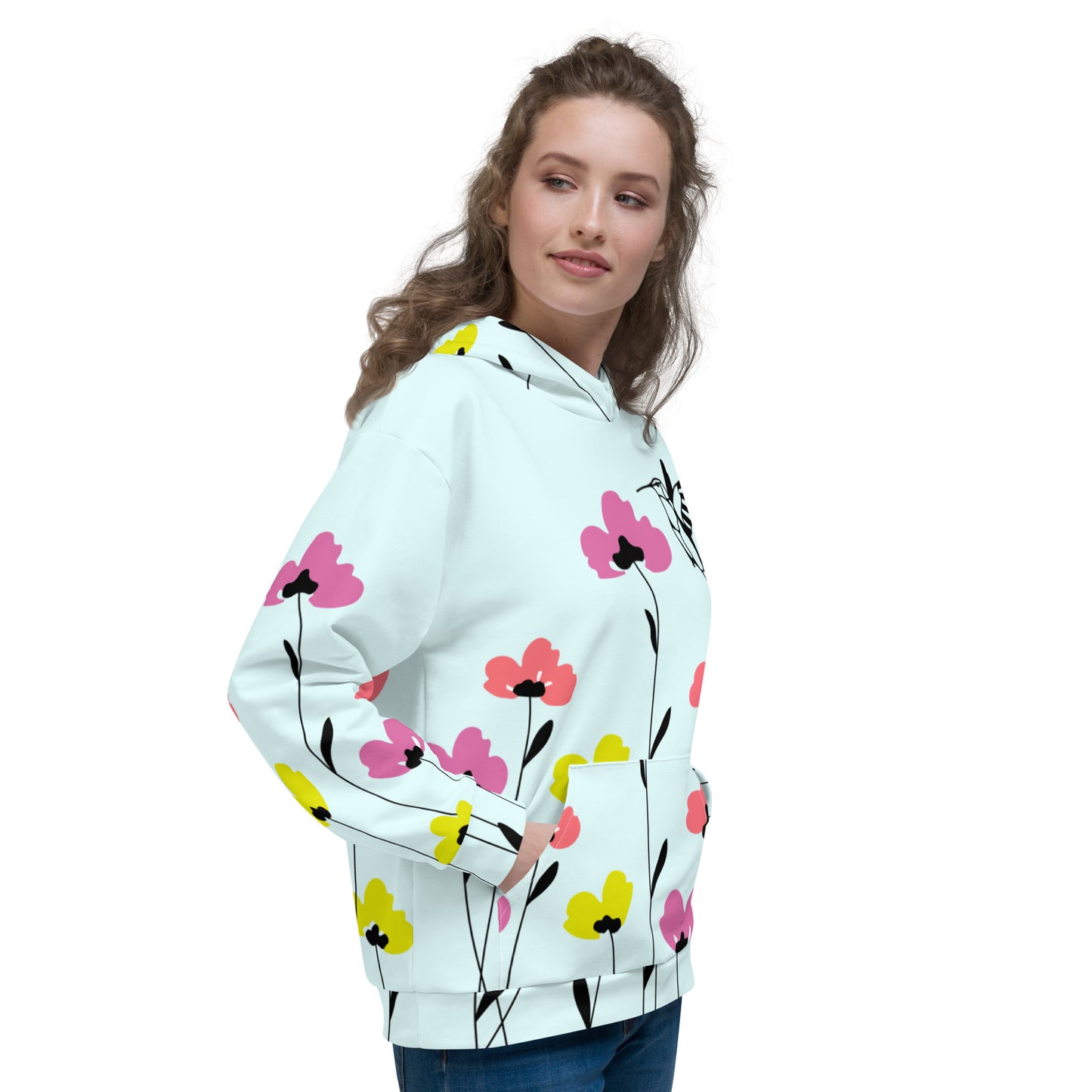 Hummingbird floral print Unisex Hoodie