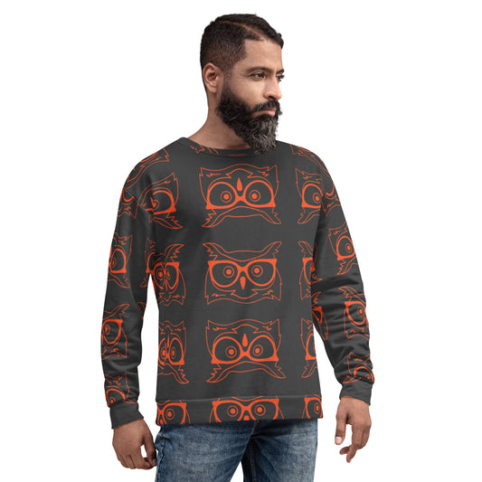 Owl Bird Graphic Unisex Sweatshirt - Black