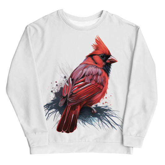 Cardinal Bird Unisex White Sweatshirt