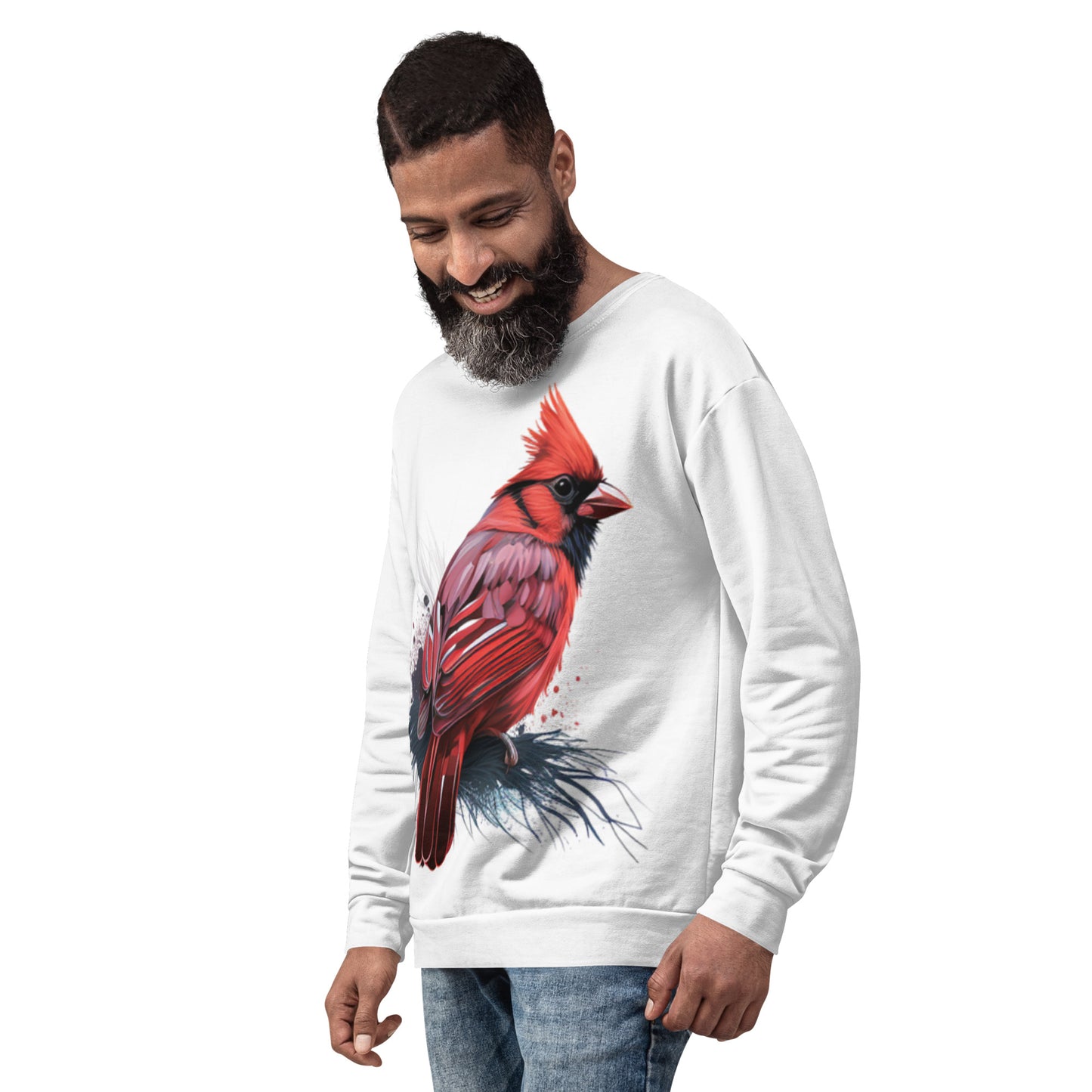 Cardinal Bird Unisex White Sweatshirt