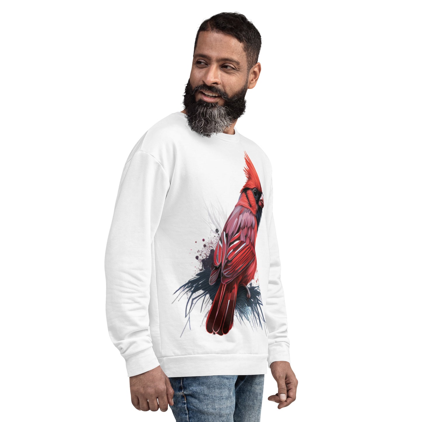 Cardinal Bird Unisex White Sweatshirt