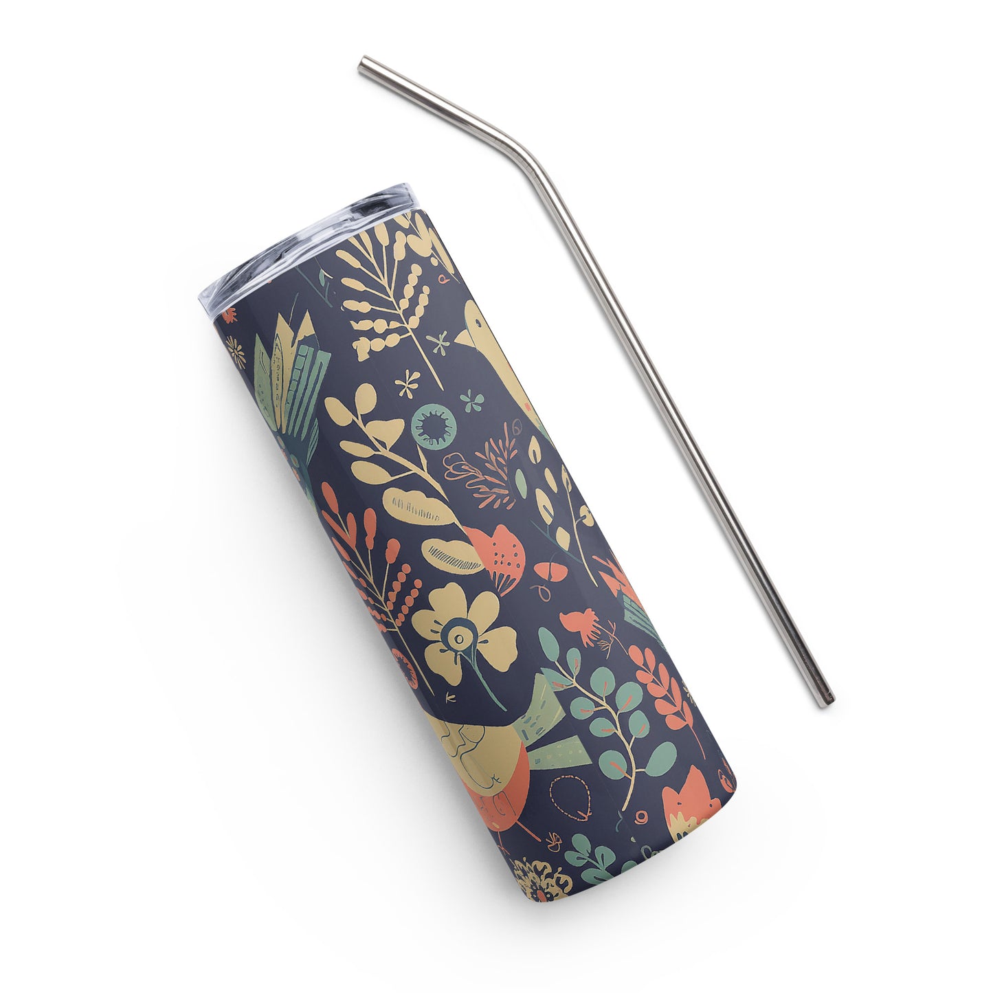 Birds And Floral Print Stainless steel tumbler