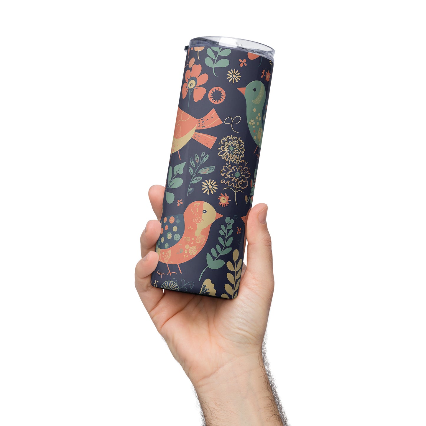 Birds And Floral Print Stainless steel tumbler