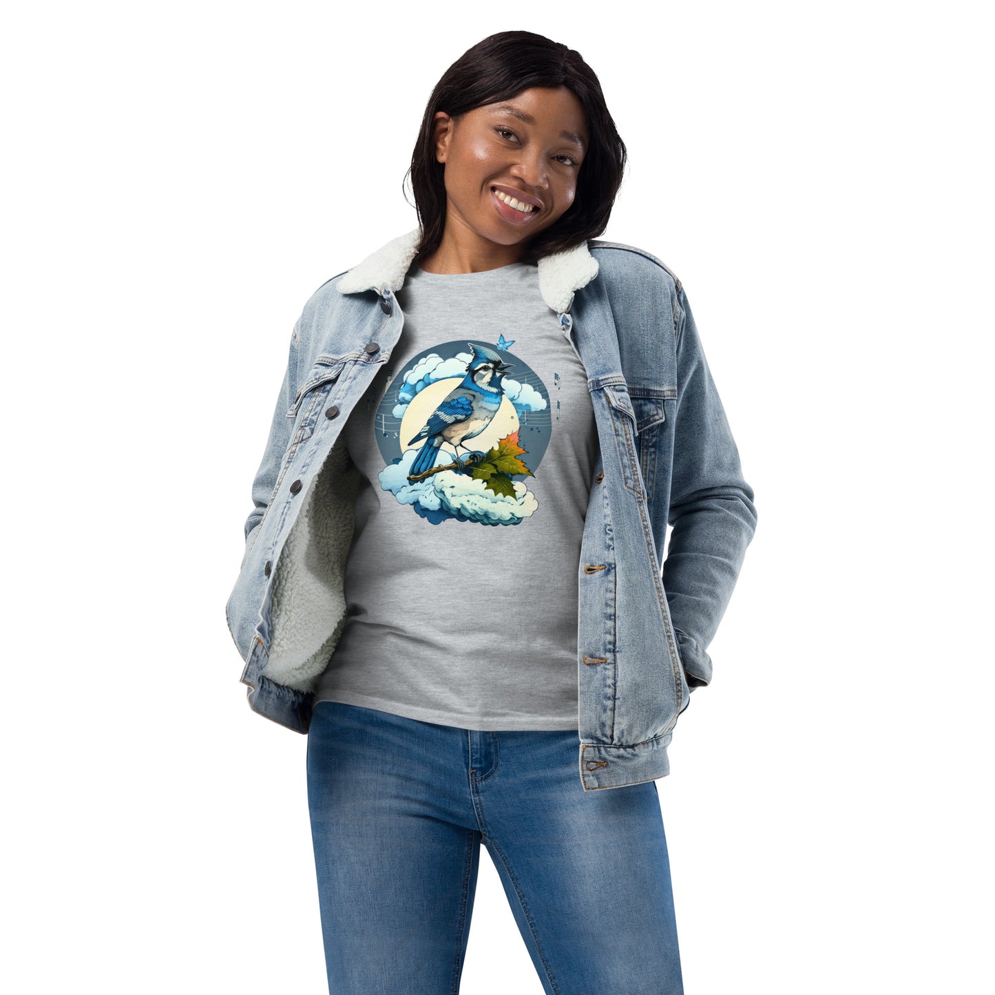 Blue Jay Bird Graphic Unisex fashion long sleeve shirt