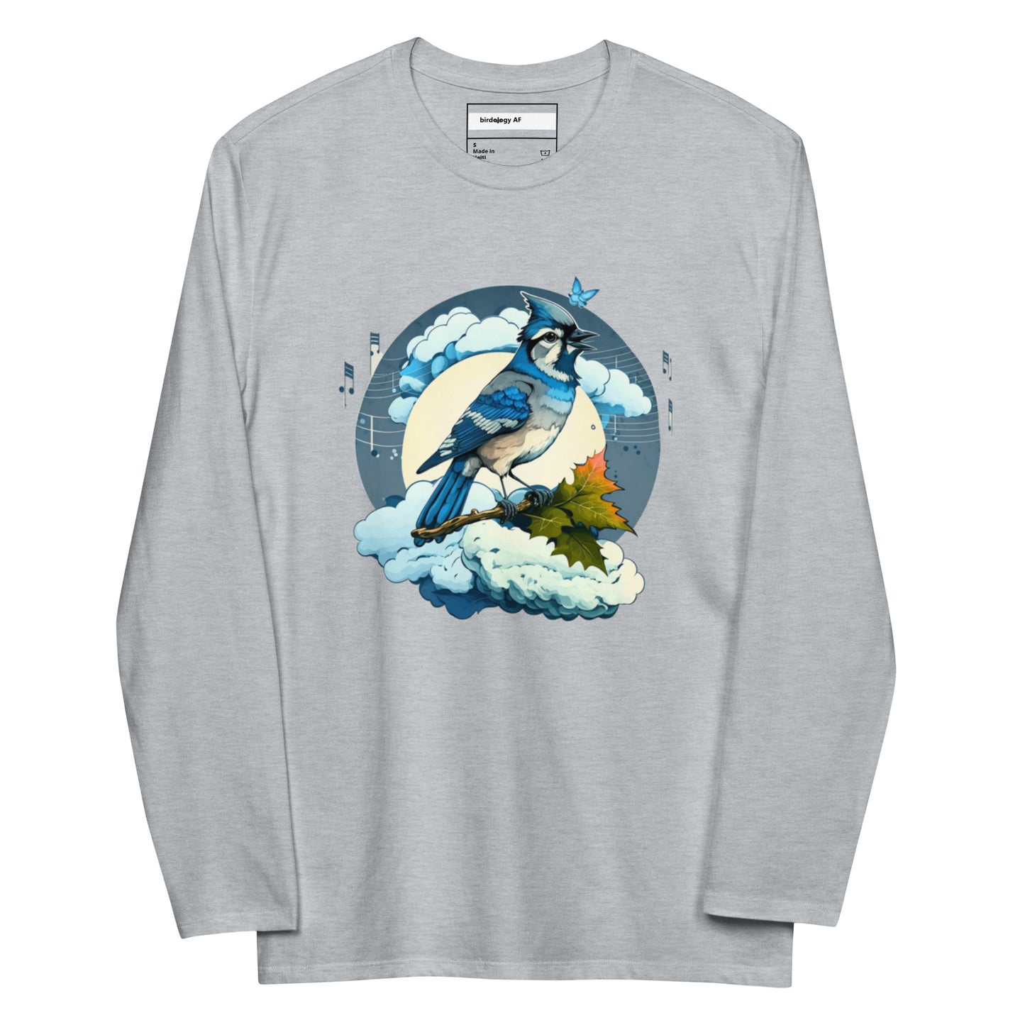 Blue Jay Bird Graphic Unisex fashion long sleeve shirt