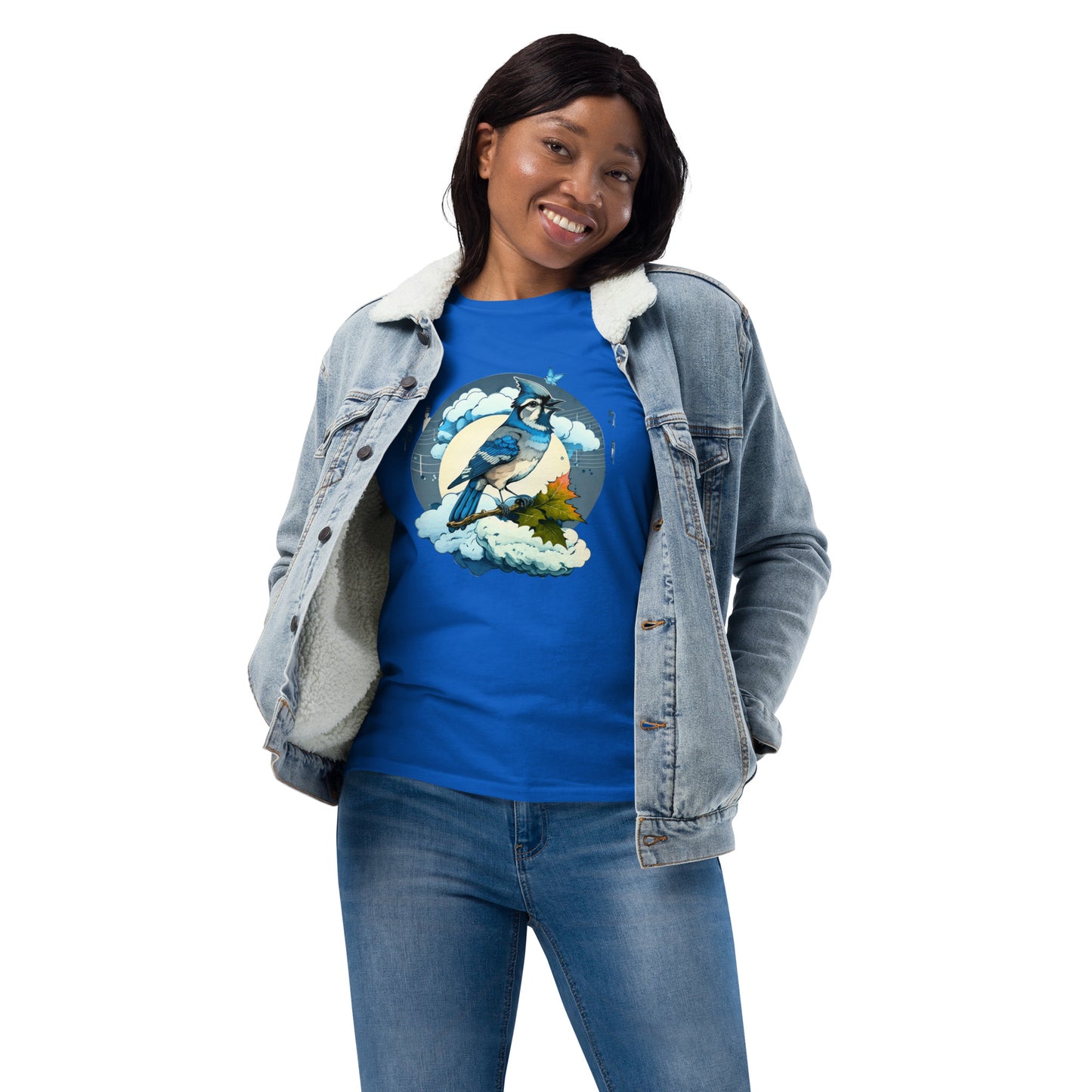 Blue Jay Bird Graphic Unisex fashion long sleeve shirt