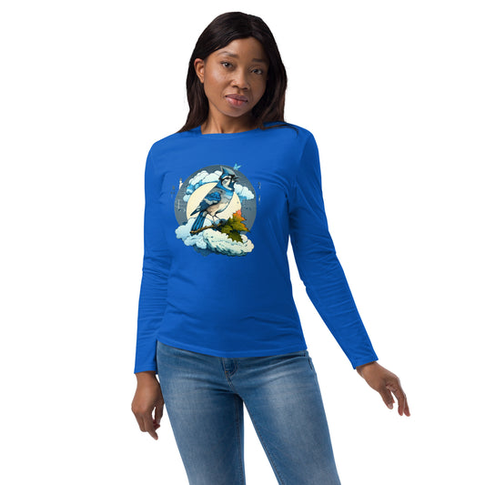 Blue Jay Bird Graphic Unisex fashion long sleeve shirt