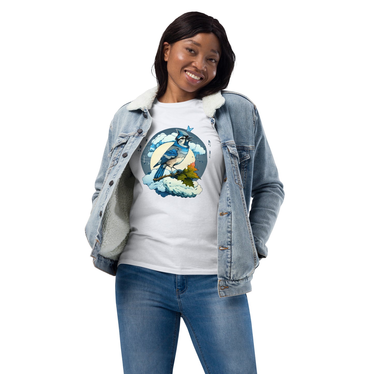 Blue Jay Bird Graphic Unisex fashion long sleeve shirt