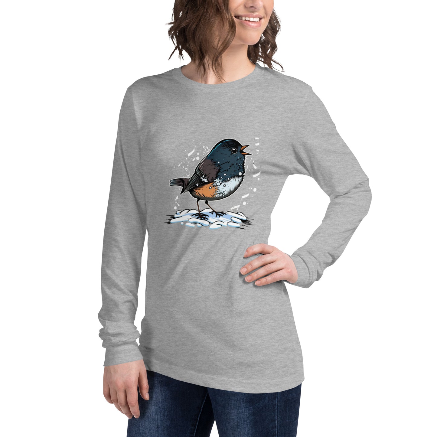 Singing Bird Graphic Long Sleeve Shirt