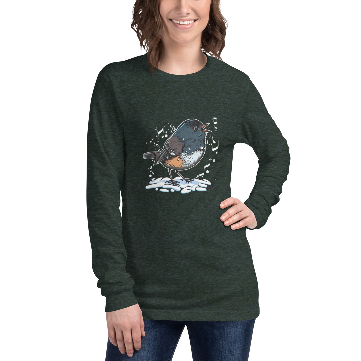 Singing Bird Graphic Long Sleeve Shirt