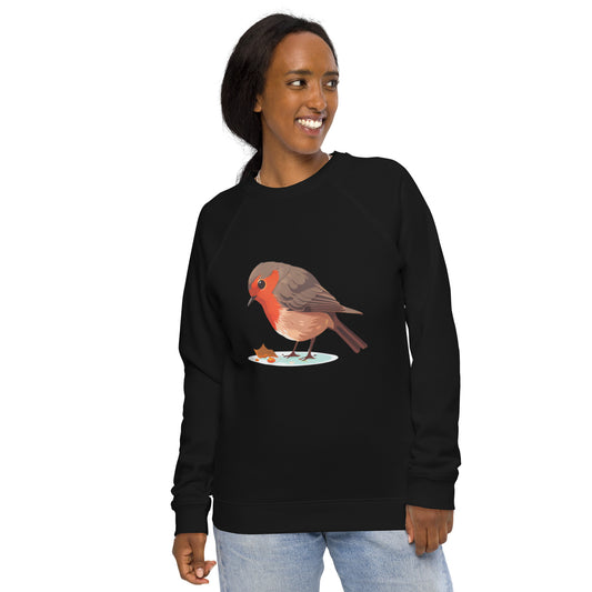Cartoon Red Robin Bird Unisex organic raglan sweatshirt