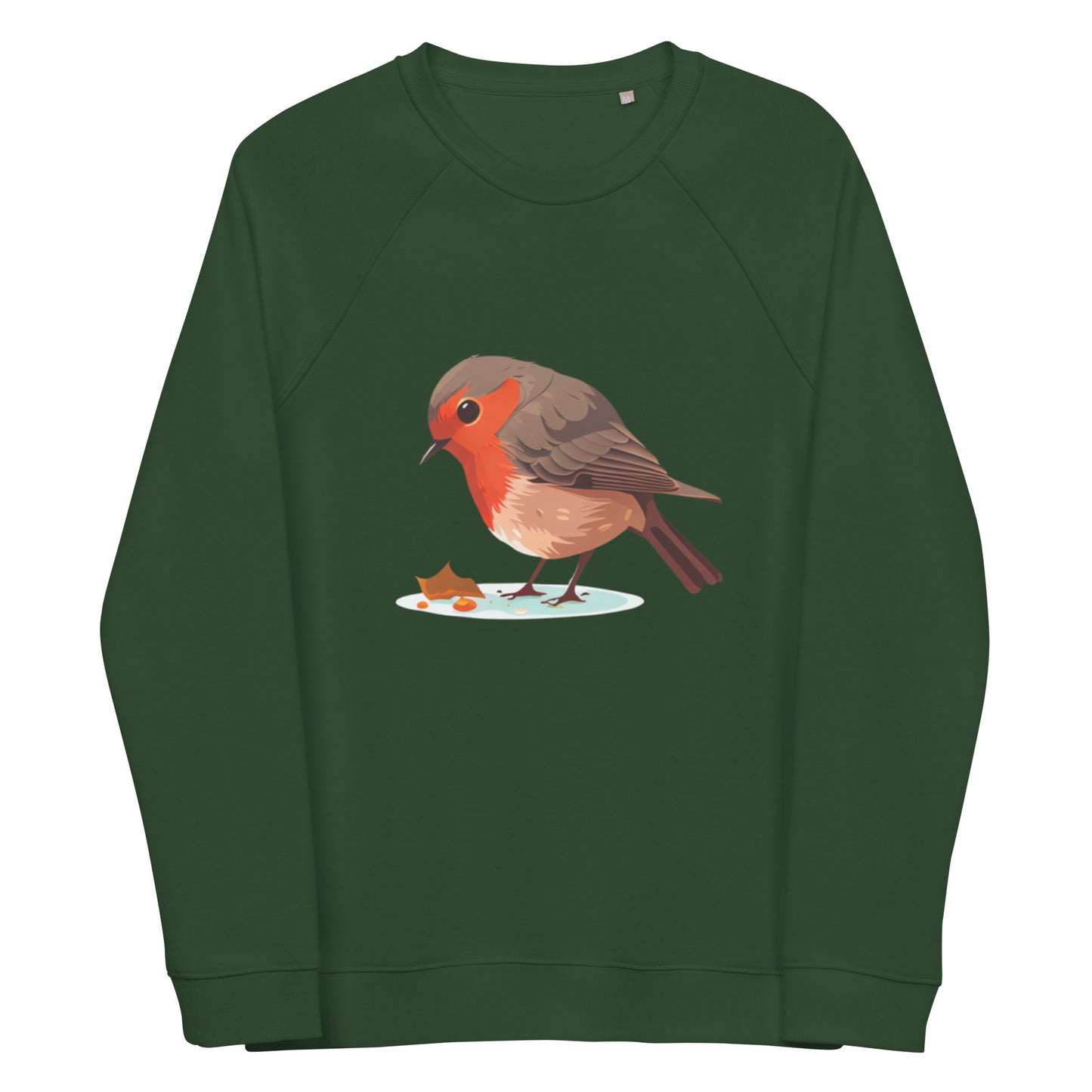 Cartoon Red Robin Bird Unisex organic raglan sweatshirt