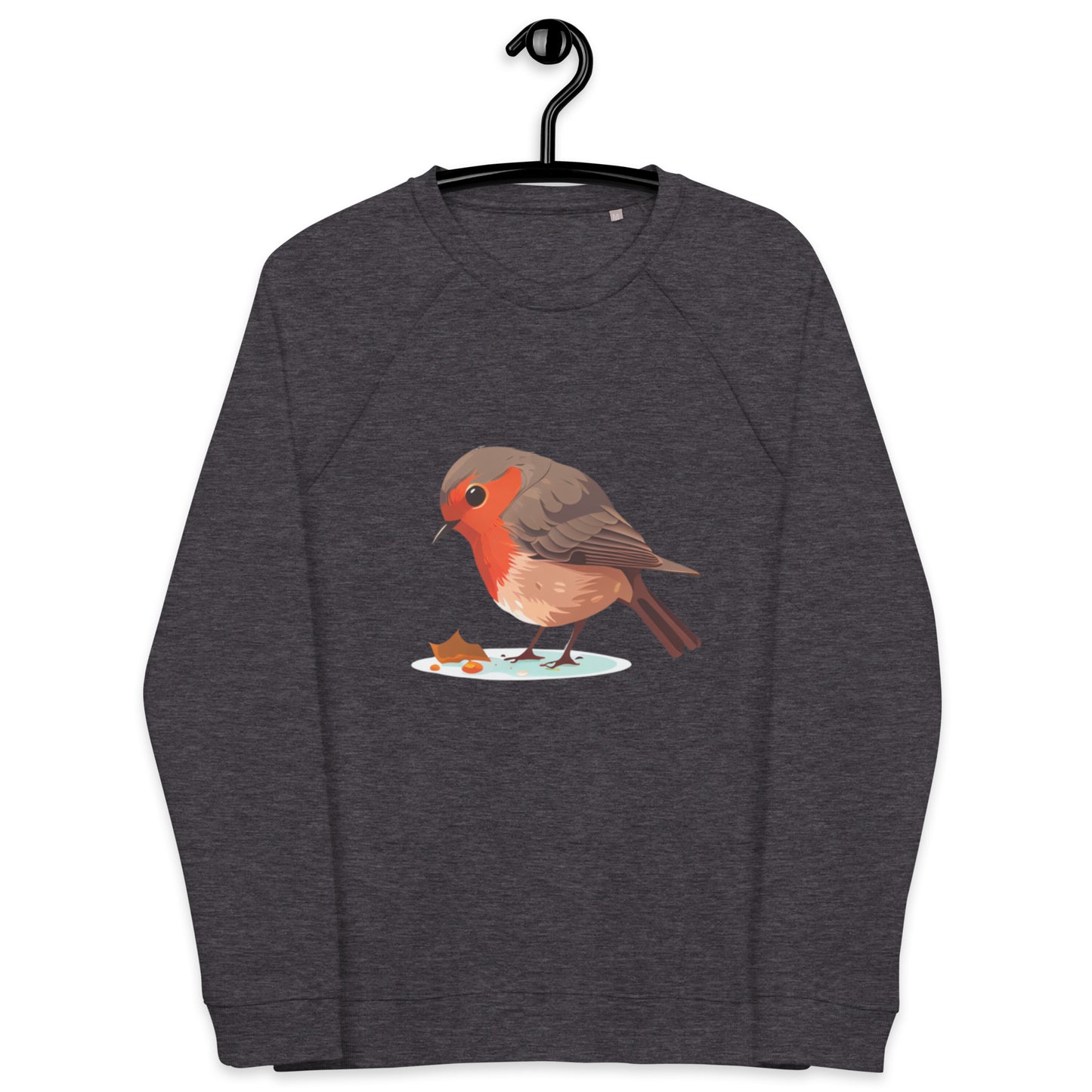 Cartoon Red Robin Bird Unisex organic raglan sweatshirt