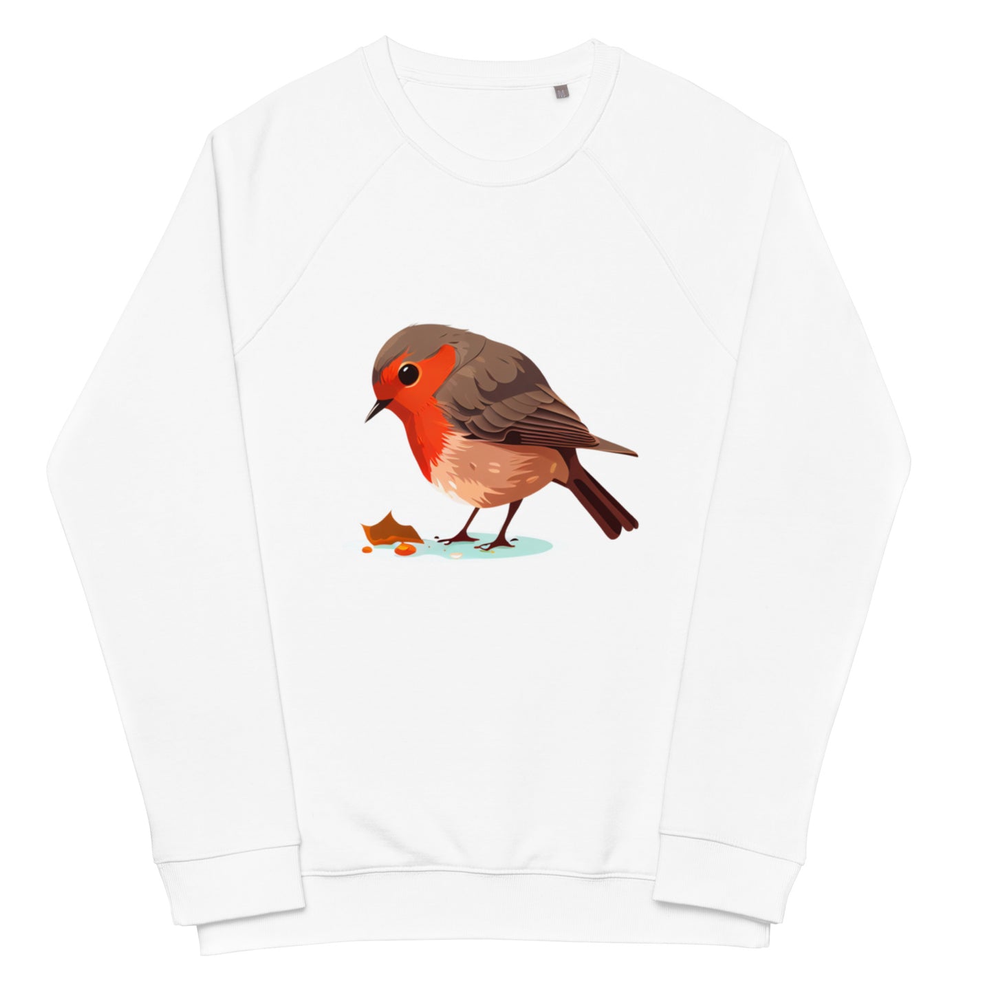 Cartoon Red Robin Bird Unisex organic raglan sweatshirt