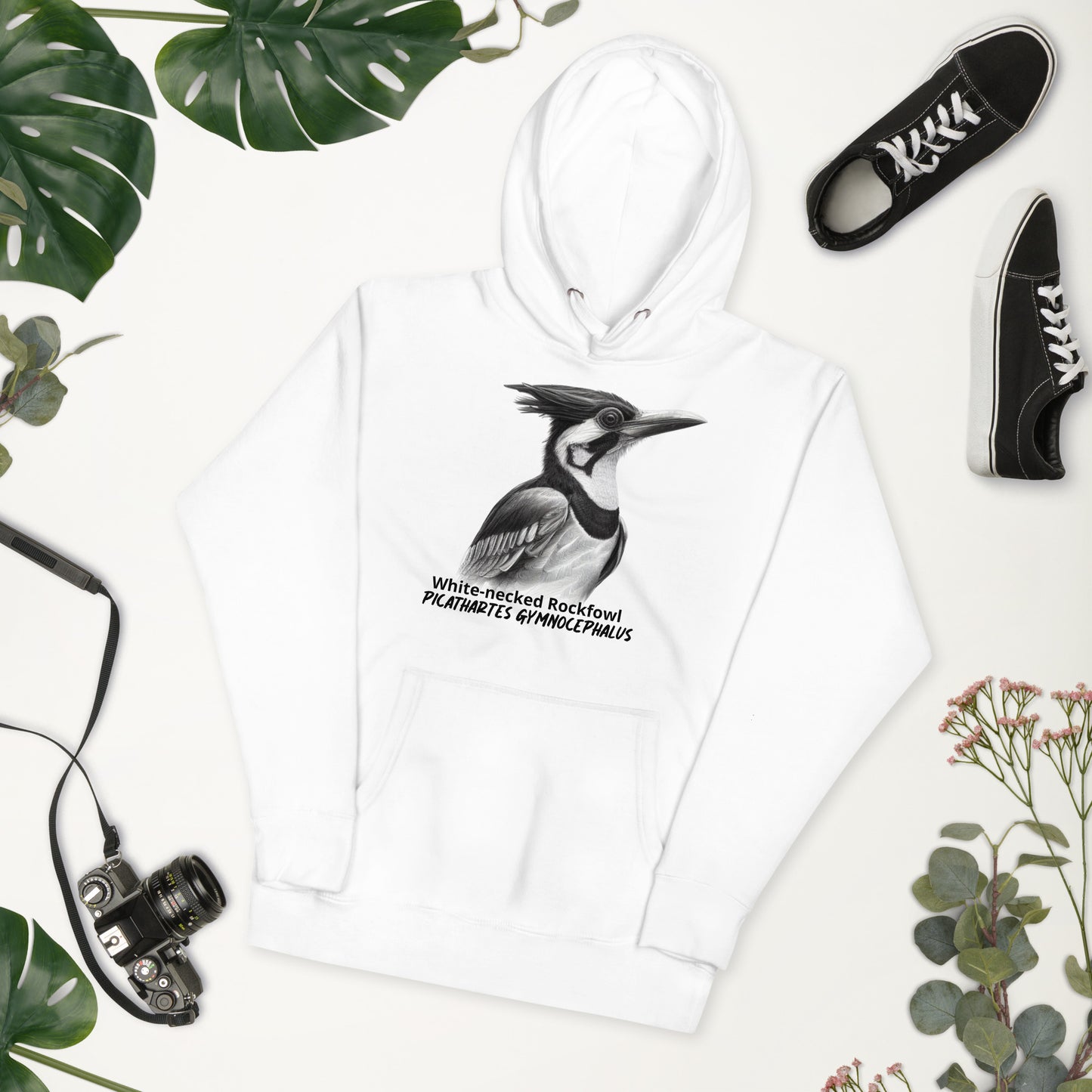 White-necked Rockfowl - Picathartes gymnocephalus Unisex Hoodie