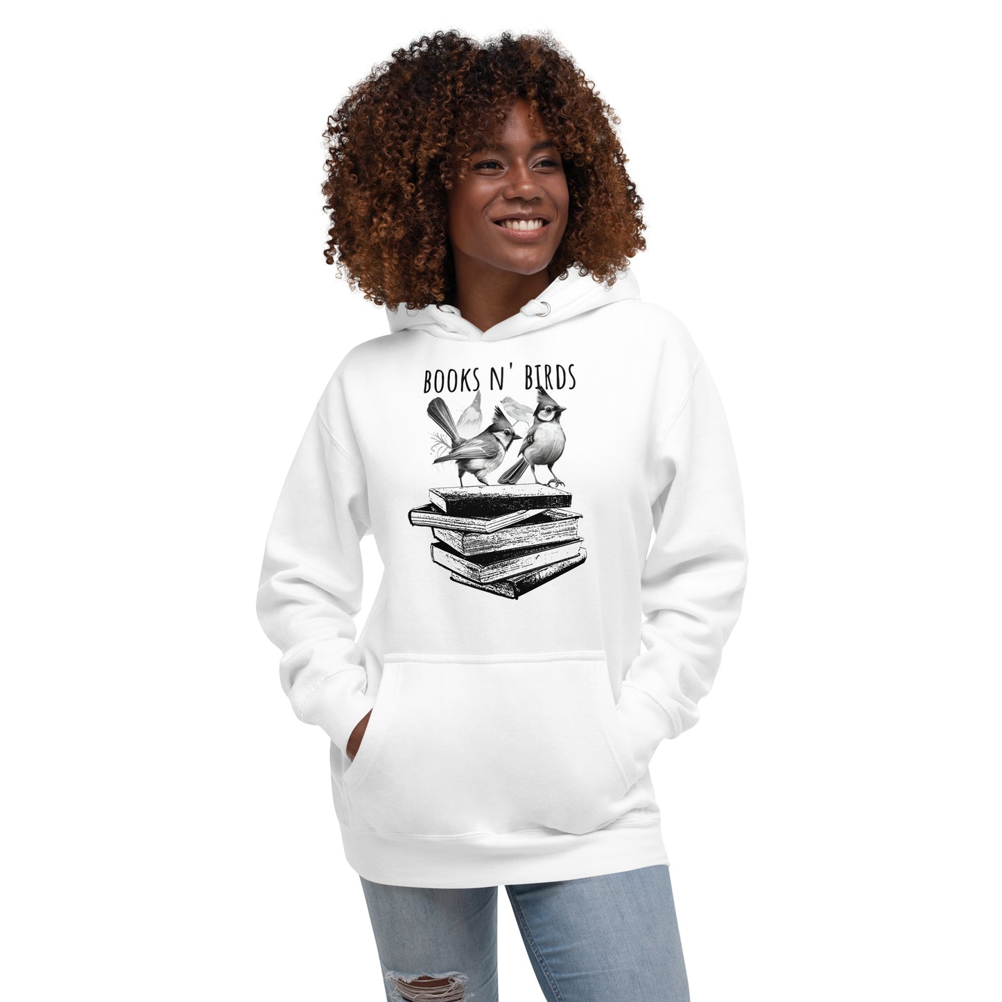 Book N' Birds White Unisex Hoodie