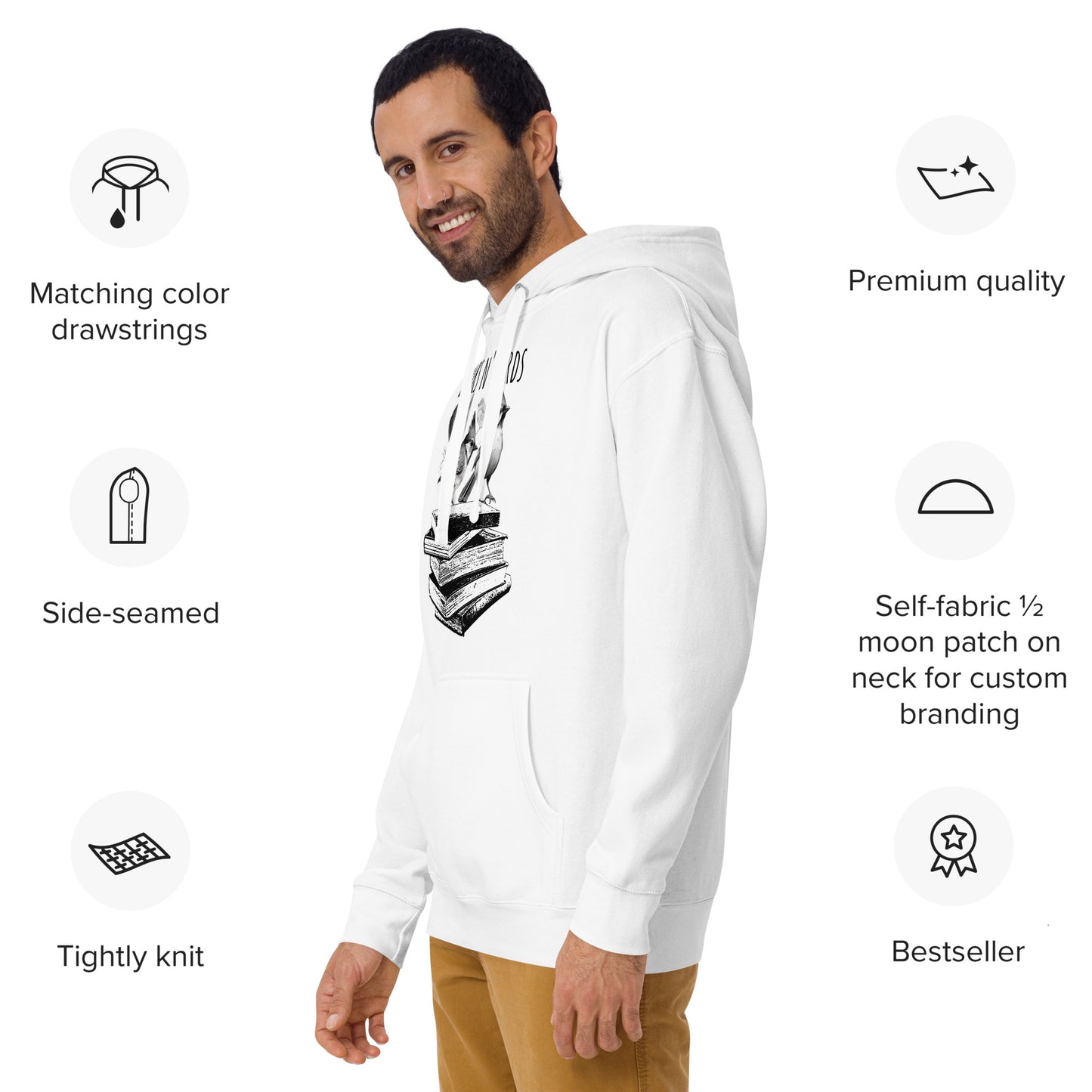 Book N' Birds White Unisex Hoodie