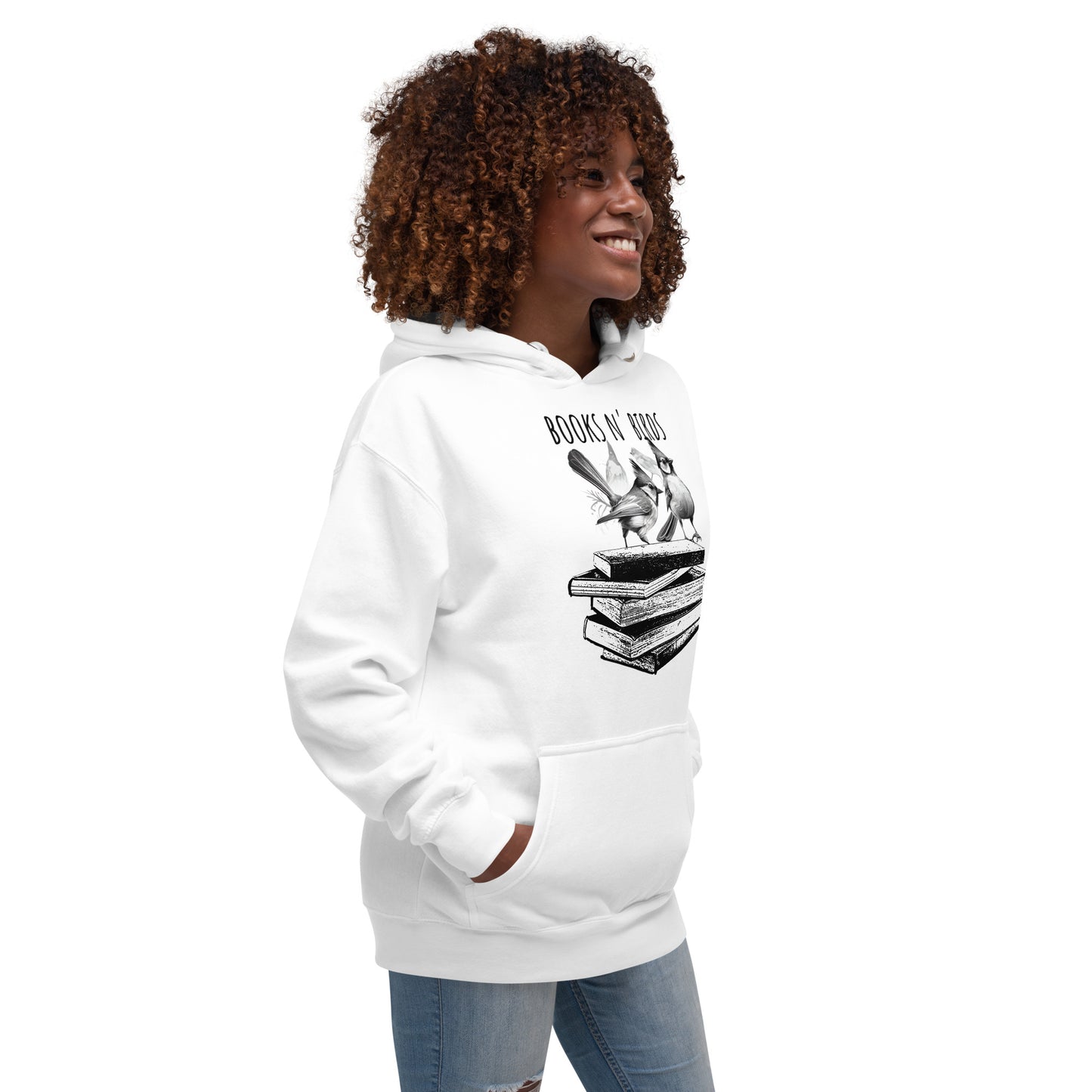 Book N' Birds White Unisex Hoodie